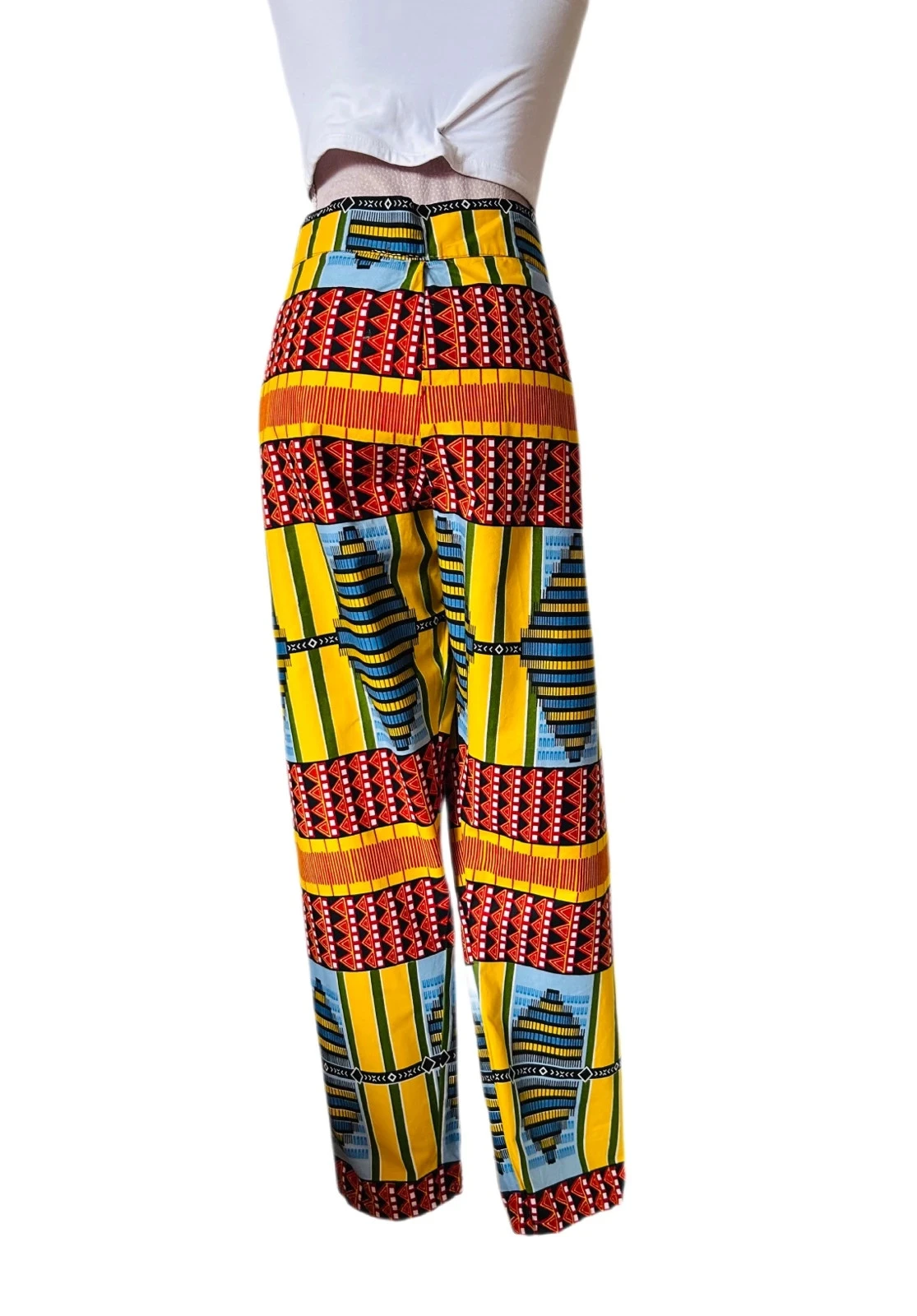 🧡🌈Handmade African Ethnic Boho Festival Pants Afro Chic Wax Cotton Pants 42/44💛🌈 – photo 9